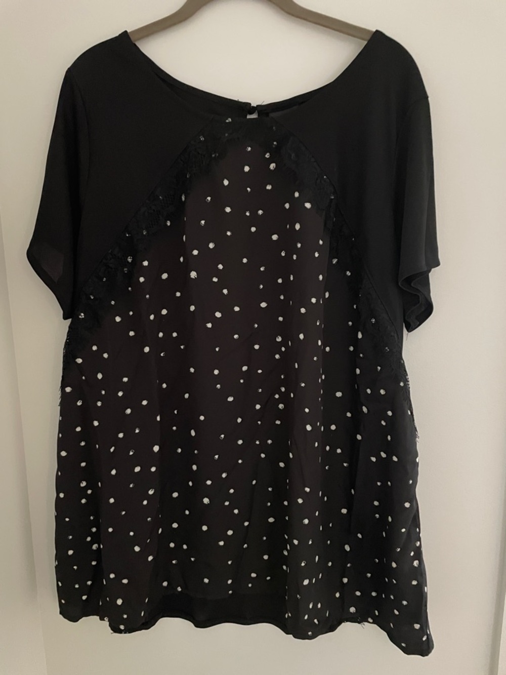 Worthington Black Polka Dot Short Sleeve Blouse